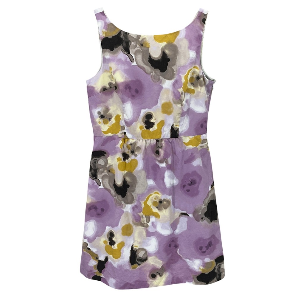 Ann Taylor Dress Womens 16 Purple Abstract Floral Sleeveless Classic Preppy Boho